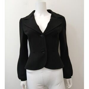Max Mara Womens Black Blazer Jacket Women EU 40 US 8 Peplum Waist Made In Italy